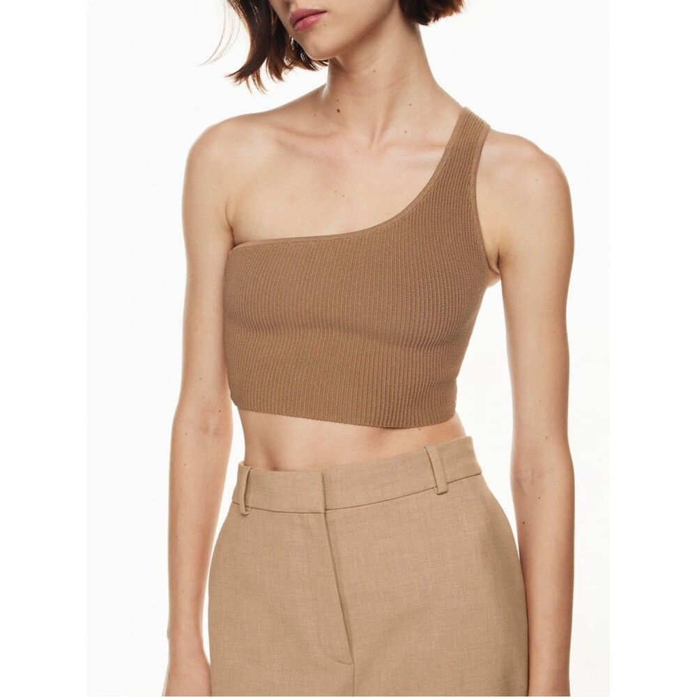 Aritzia Babaton Neutral Sculpt Knit One Shoulder Tank Top Women’s Size Medium